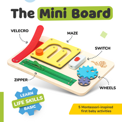deMoca Busy Board for 1 Year Old, Montessori Toys for Toddlers, Baby Wooden Busy Board Travel Toy with Sensory and Educational Activities for 1+ Year Old Boys and Girls