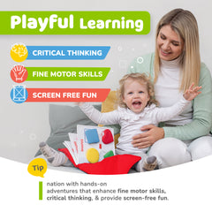 Quiet Book for Toddlers - Montessori Basic Skills Activity - Soft Travel Toy & Educational Busy Book (Red)