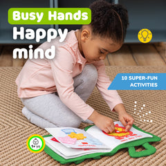 Quiet Book for Toddlers - Montessori Basic Skills Activity - Soft Travel Toy & Educational Busy Book (Green)