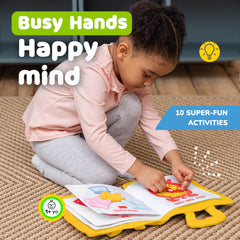 Quiet Book for Toddlers - Montessori Basic Skills Activity - Soft Travel Toy & Educational Busy Book (Yellow)