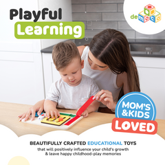 deMoca Busy Board for 1 Year Old, Montessori Toys for Toddlers, Baby Wooden Busy Board Travel Toy with Sensory and Educational Activities for 1+ Year Old Boys and Girls