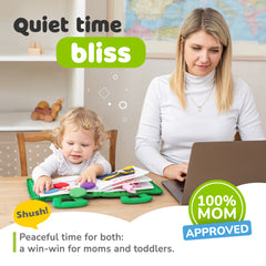 Quiet Book for Toddlers - Montessori Basic Skills Activity - Soft Travel Toy & Educational Busy Book (Green)