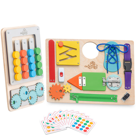 Montessori Toddler Learning Set: Busy Board & Color Matching Puzzle Bundle for Fine Motor Skill Development and Educational Fun