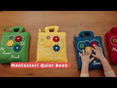 Quiet Book for Toddlers - Montessori Basic Skills Activity - Soft Travel Toy & Educational Busy Book (Red)