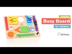 Busy Board for Toddlers 2-3 Years - Wooden  Sensory  Toys - Travel Toy with Fine Motor Skills Activities Buckle Toy (Coral)