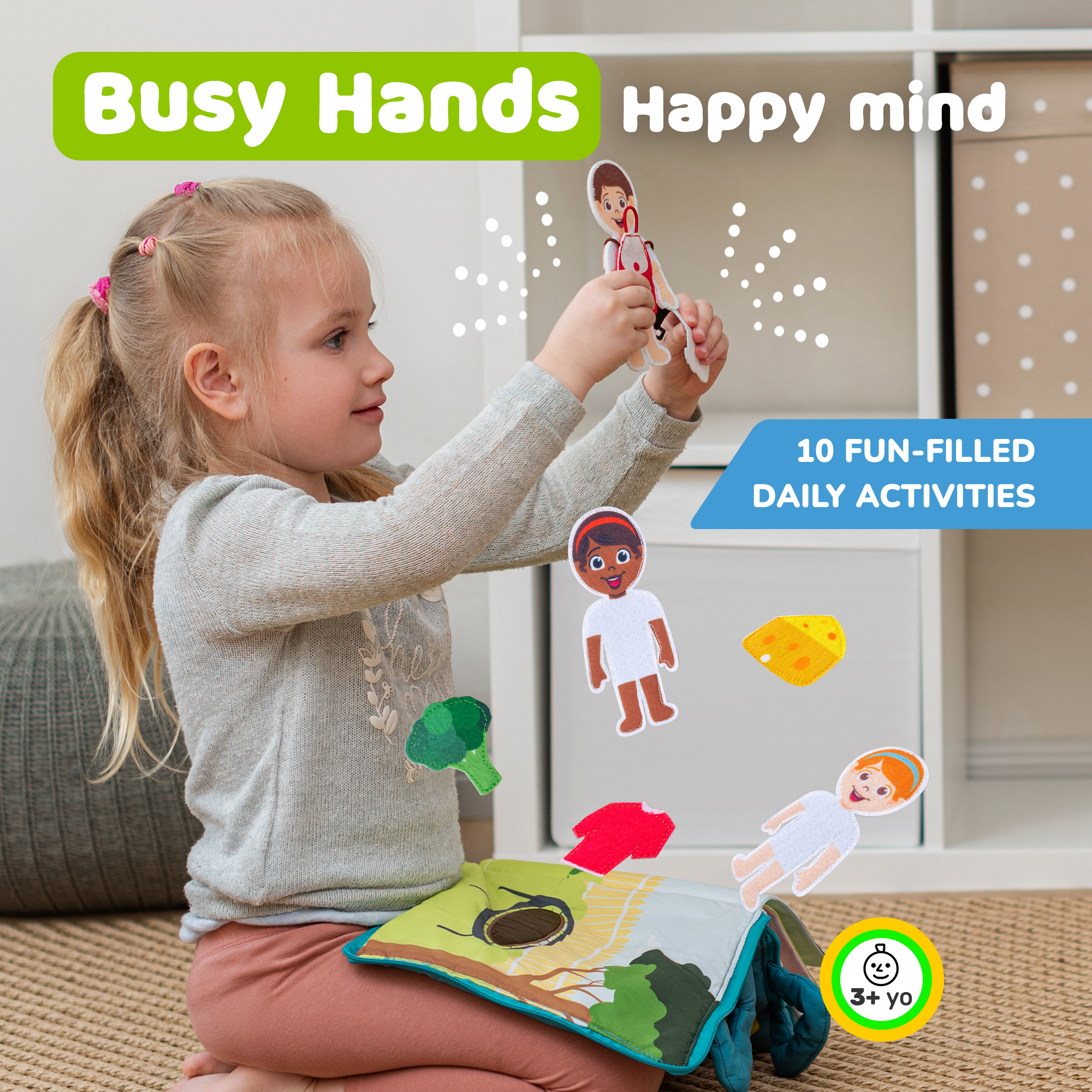 Sirecal Quiet Book Busy Board – Livre en feutre 3D Montessori Jouet  d'activités pour bébé Livre souple pour enfants Livre en tissu souple 1 2 3  ans Jouet sensoriel garçon Cadeau d'anniversaire 