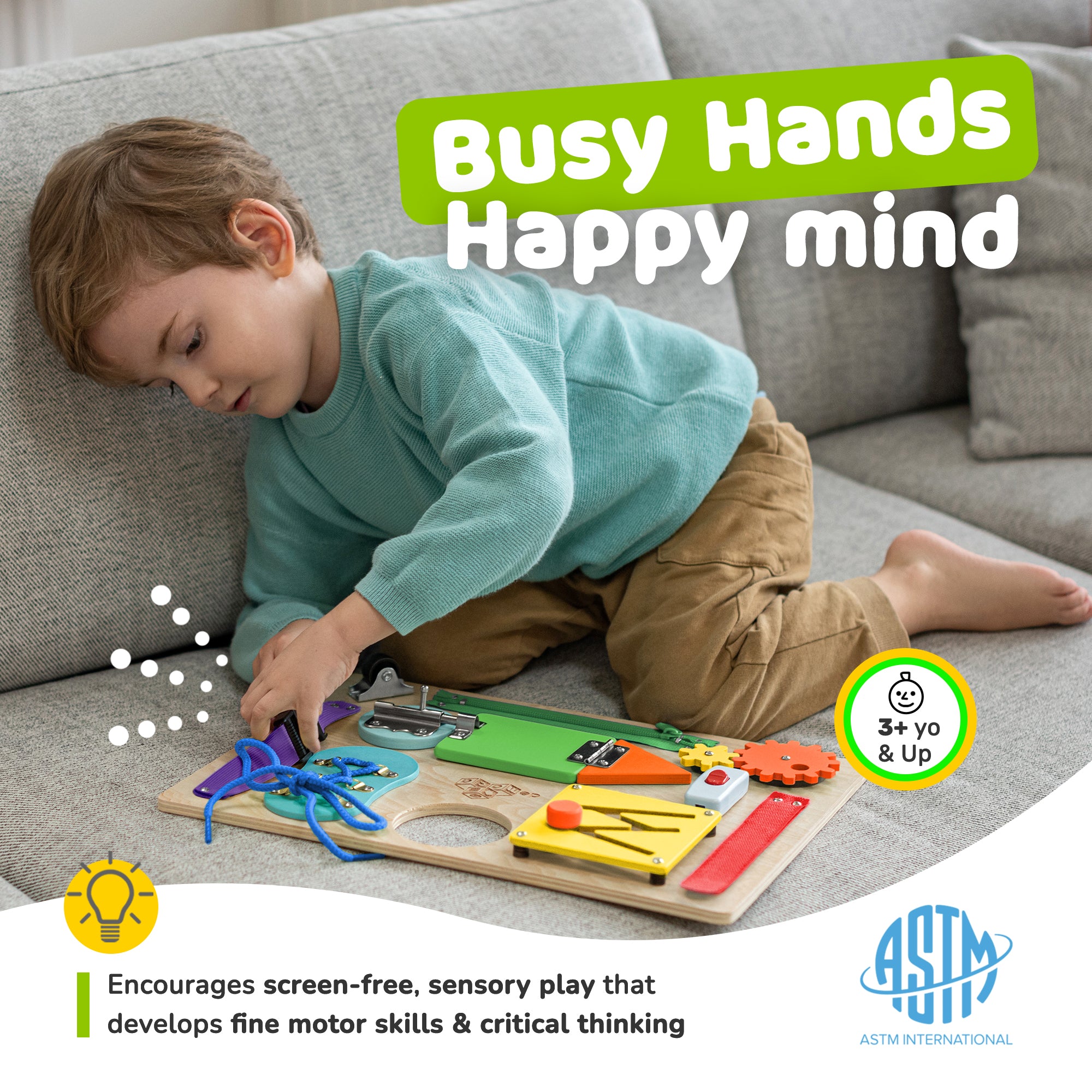 Busy Board Montessori Toy for 1 2 3 4 Year Old ,Preschool Learning  Activities